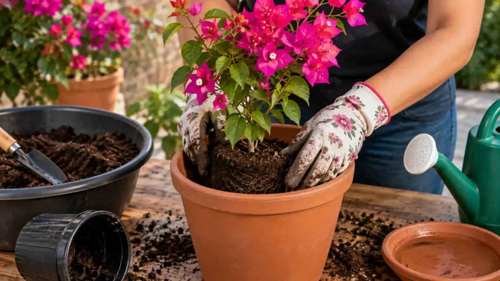Como plantar bougainville no vaso com muda e substrato